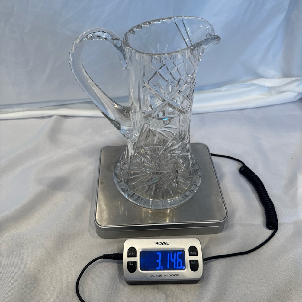 Elegant ABP Crystal Cut Glass Pitcher 10” Inch, Champagne / Water / Wine Pitcher - Picture 8 of 8